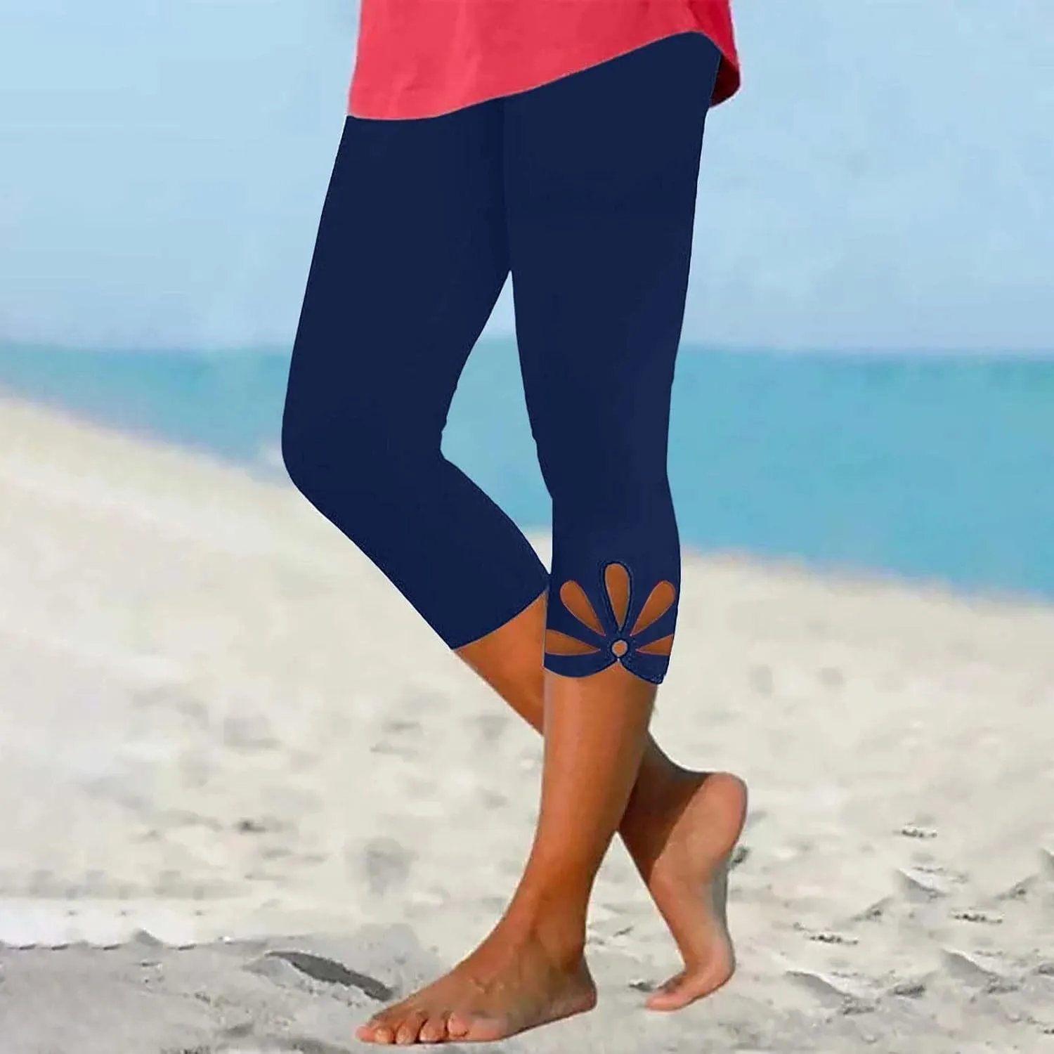 Women Capri Leggings 2025 Dressy Casual Summer Capris Comfy Knee Length Crop Pants Trendy Workout Compression Pants