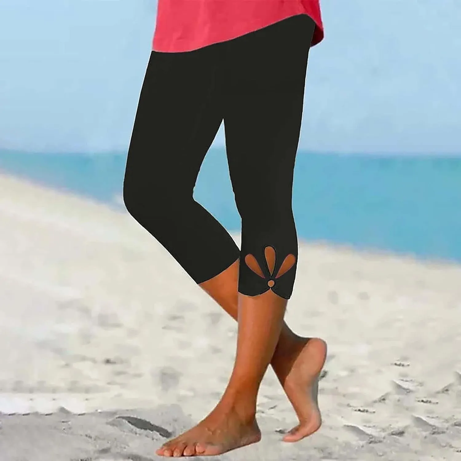 Women Capri Leggings 2025 Dressy Casual Summer Capris Comfy Knee Length Crop Pants Trendy Workout Compression Pants