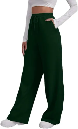 Women Linen Blend Summer Letter Patched Pant Trousers Elastic Waist Wide Leg Loose Fit Trouser Office
