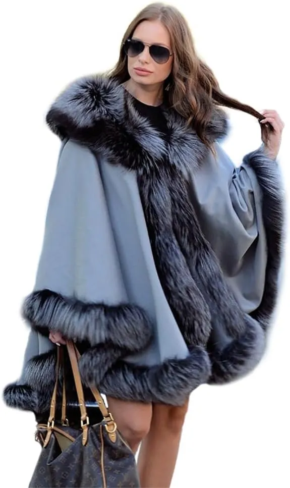 Women Luxury Faux Fur Shawl Winter Warm Wraps Wedding Bridal Cover Up Cloak Faux Fur Evening Cape Coat