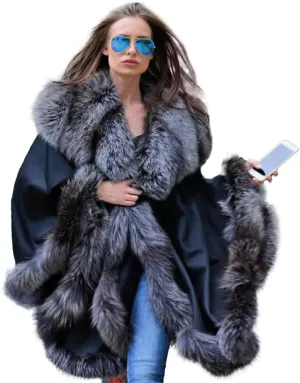 Women Luxury Faux Fur Shawl Winter Warm Wraps Wedding Bridal Cover Up Cloak Faux Fur Evening Cape Coat