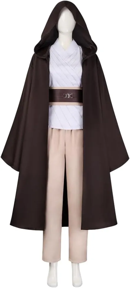 Women Master Indara Costume with Cloak Halloween Cosplay Party Tunic Hooded Robe Uniform, standard, Black