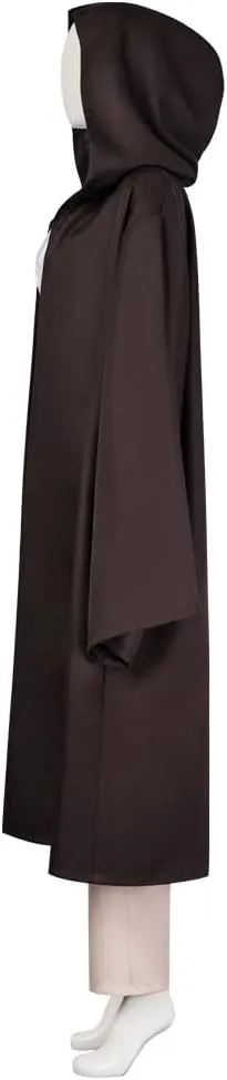 Women Master Indara Costume with Cloak Halloween Cosplay Party Tunic Hooded Robe Uniform, standard, Black