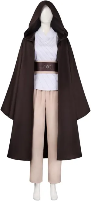 Women Master Indara Costume with Cloak Halloween Cosplay Party Tunic Hooded Robe Uniform, standard, Black