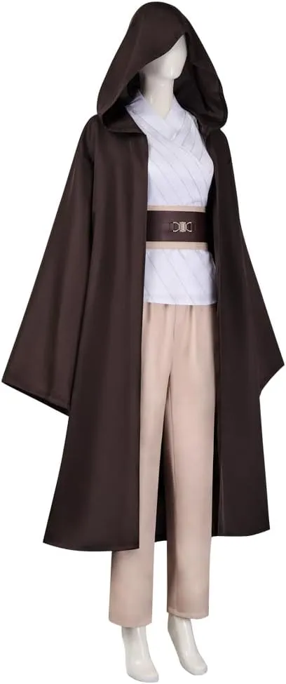 Women Master Indara Costume with Cloak Halloween Cosplay Party Tunic Hooded Robe Uniform, standard, Black