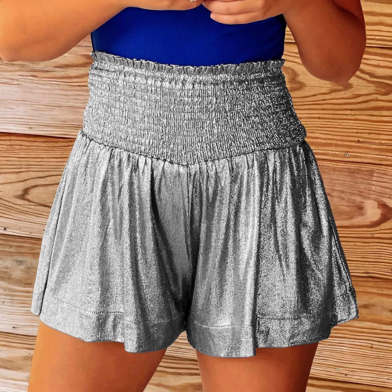 Women Sequin Skirt High Waisted Shorts Glitter Flowy Skirt Layered Shiny Mini Skirt Built in Shorts Club Party Short