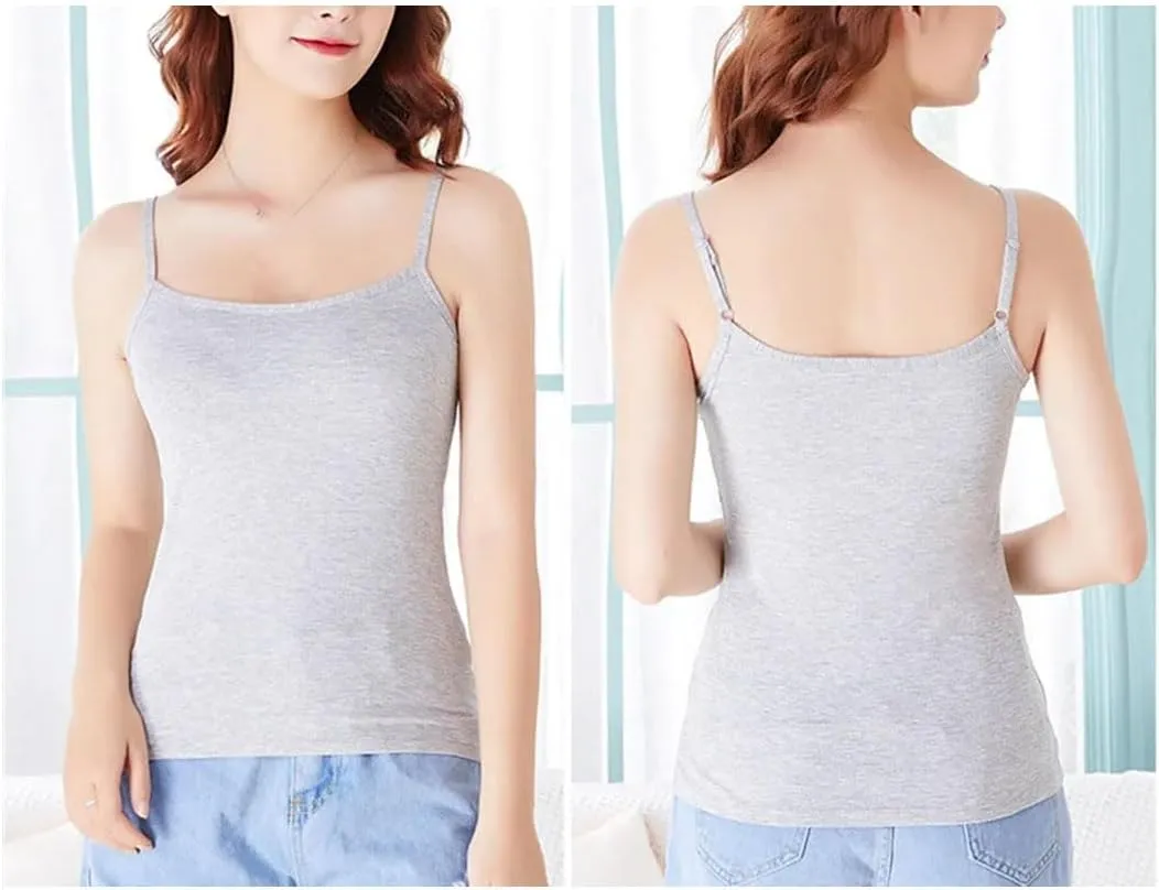Women Spaghtti Strap Camisoles Solid Color Tank Tops Basic Sleeveless Cami Adjustable Strap Cropped Vests