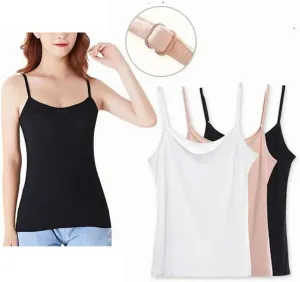 Women Spaghtti Strap Camisoles Solid Color Tank Tops Basic Sleeveless Cami Adjustable Strap Cropped Vests