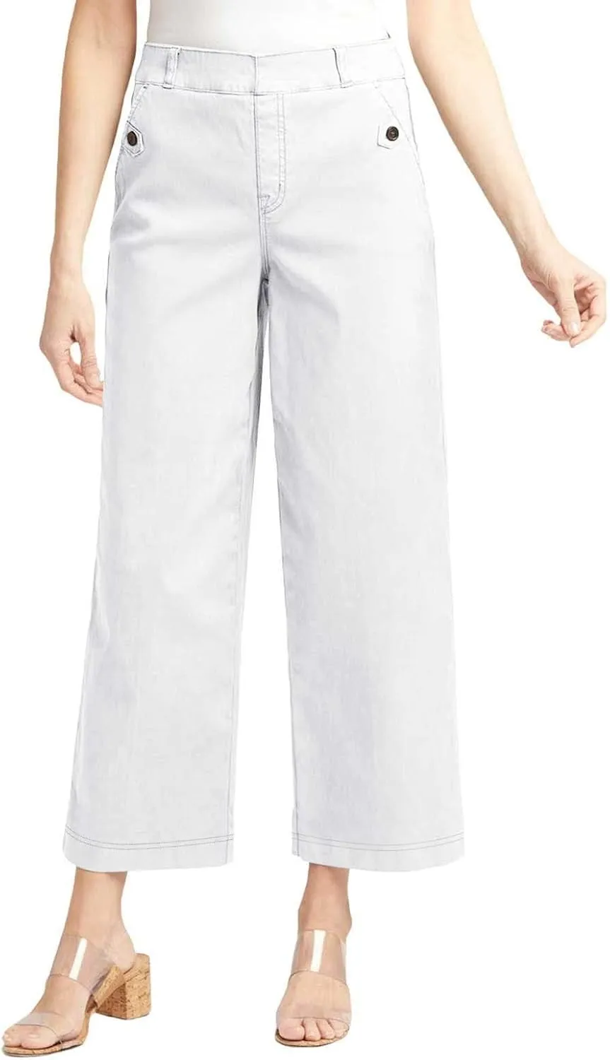 Women Stretch Twill Cropped Wide Leg Dress Pants High Waist Casual Palazzo Trousers Baggy Business Work Trousers Long