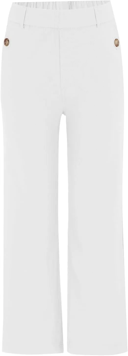 Women Stretch Twill Cropped Wide Leg Dress Pants High Waist Casual Palazzo Trousers Baggy Business Work Trousers Long