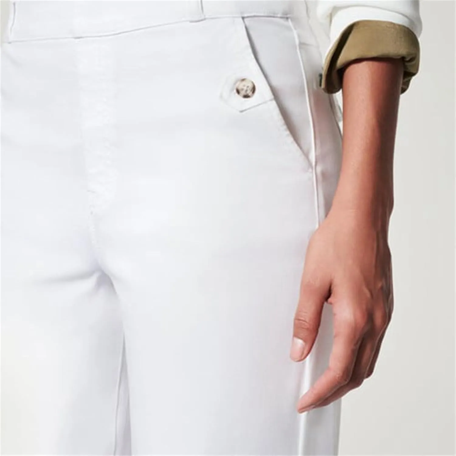 Women Stretch Twill Cropped Wide Leg Dress Pants High Waist Casual Palazzo Trousers Baggy Business Work Trousers Long