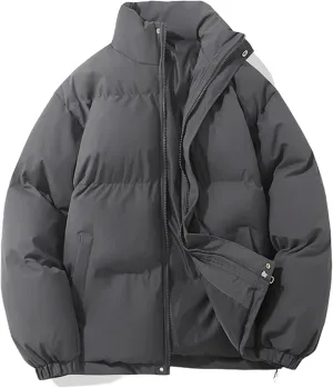 Women Winter Vintage Warm Puffer Jacket High Neck Zipper Design Cotton-Padded Coat