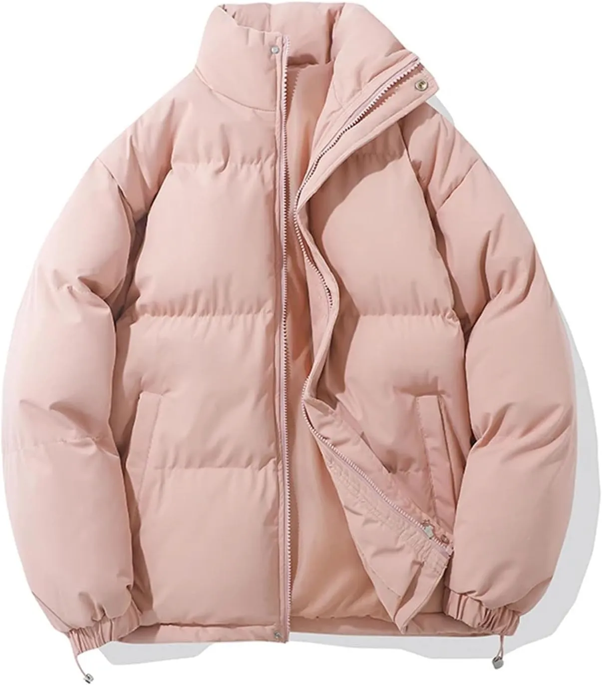Women Winter Vintage Warm Puffer Jacket High Neck Zipper Design Cotton-Padded Coat