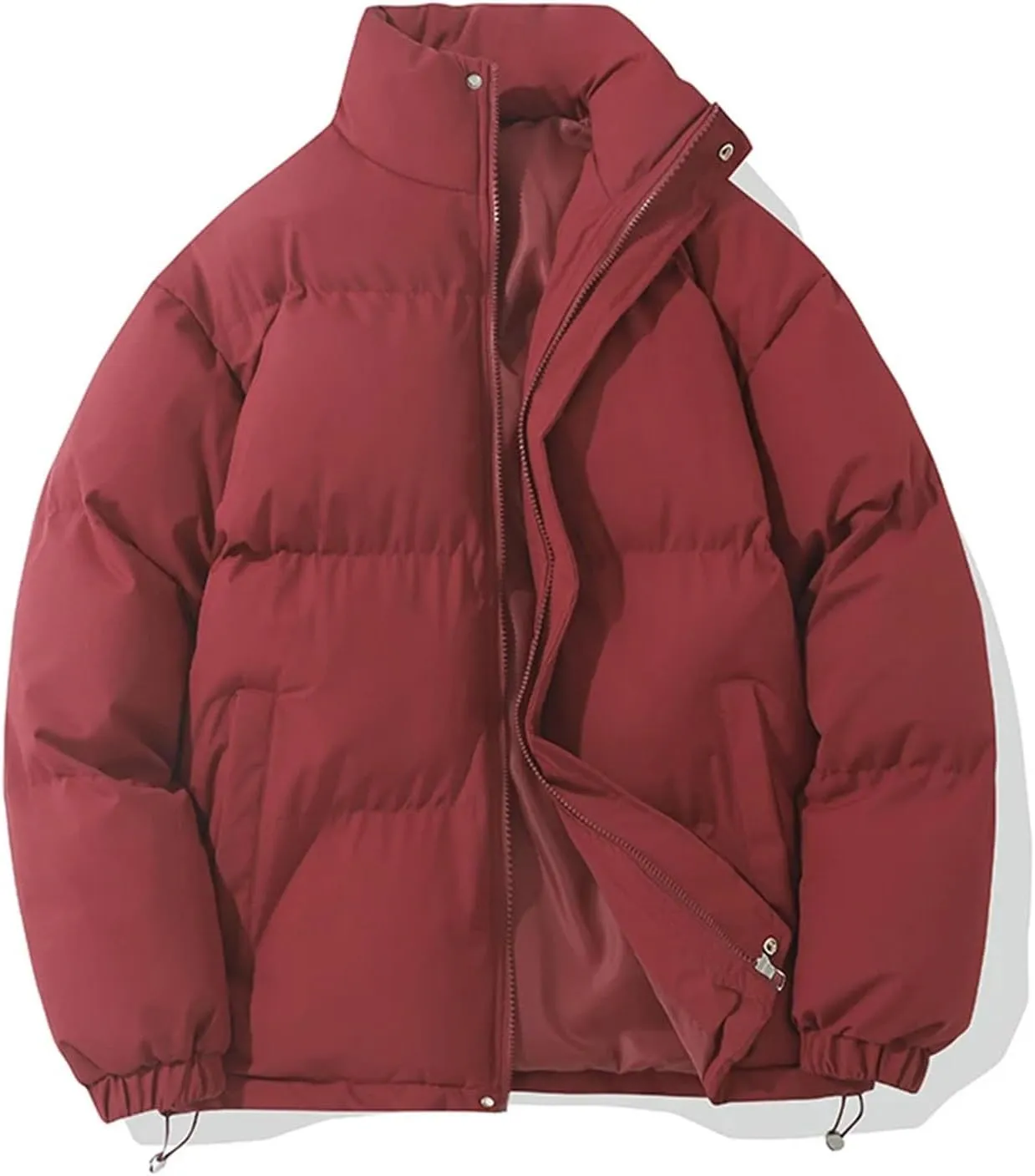 Women Winter Vintage Warm Puffer Jacket High Neck Zipper Design Cotton-Padded Coat