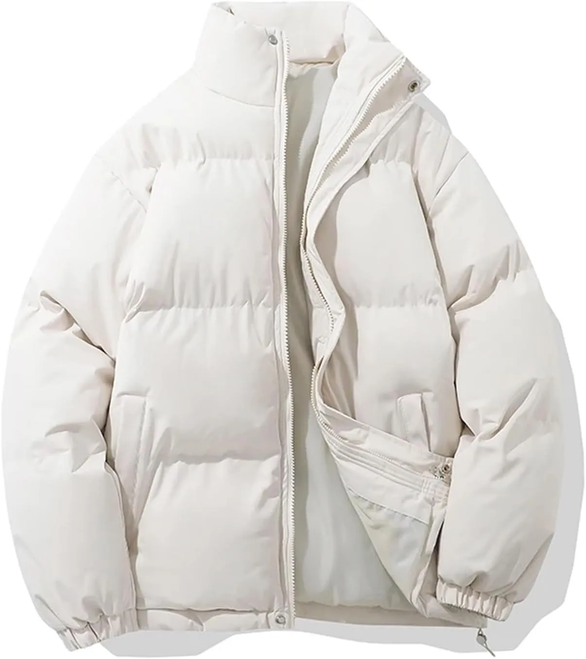 Women Winter Vintage Warm Puffer Jacket High Neck Zipper Design Cotton-Padded Coat