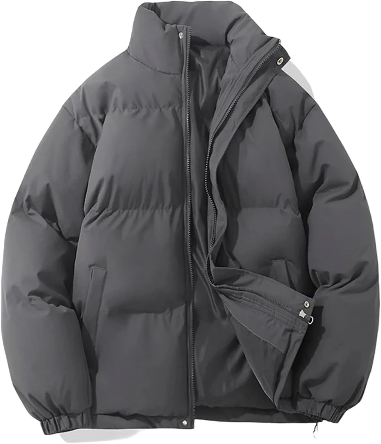 Women Winter Vintage Warm Puffer Jacket High Neck Zipper Design Cotton-Padded Coat