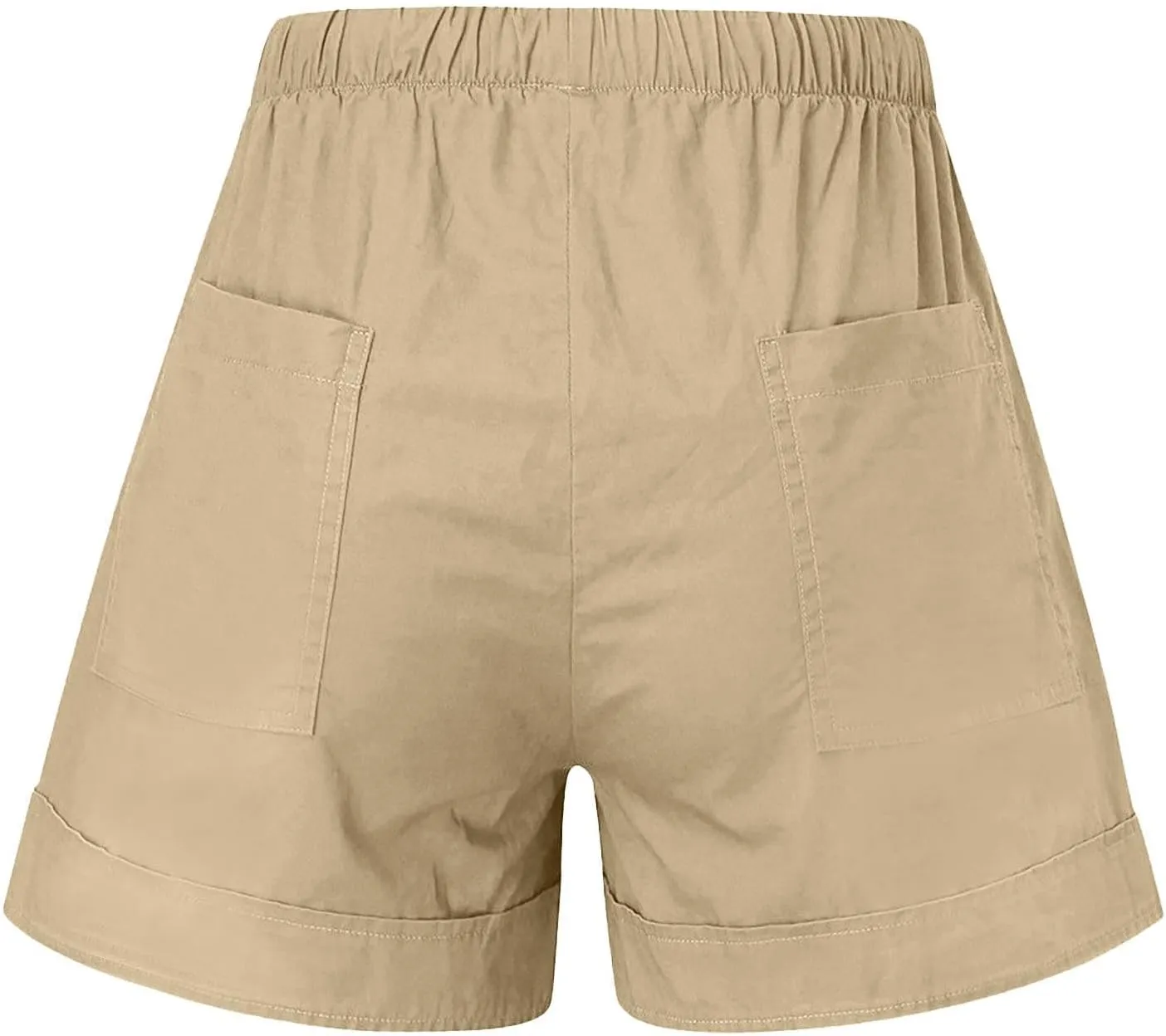 Womens Cotton Shorts 2025 Summer Plus Size Elastic Waist Drawstring Short Pants with Pockets Beach Trendy Clothes