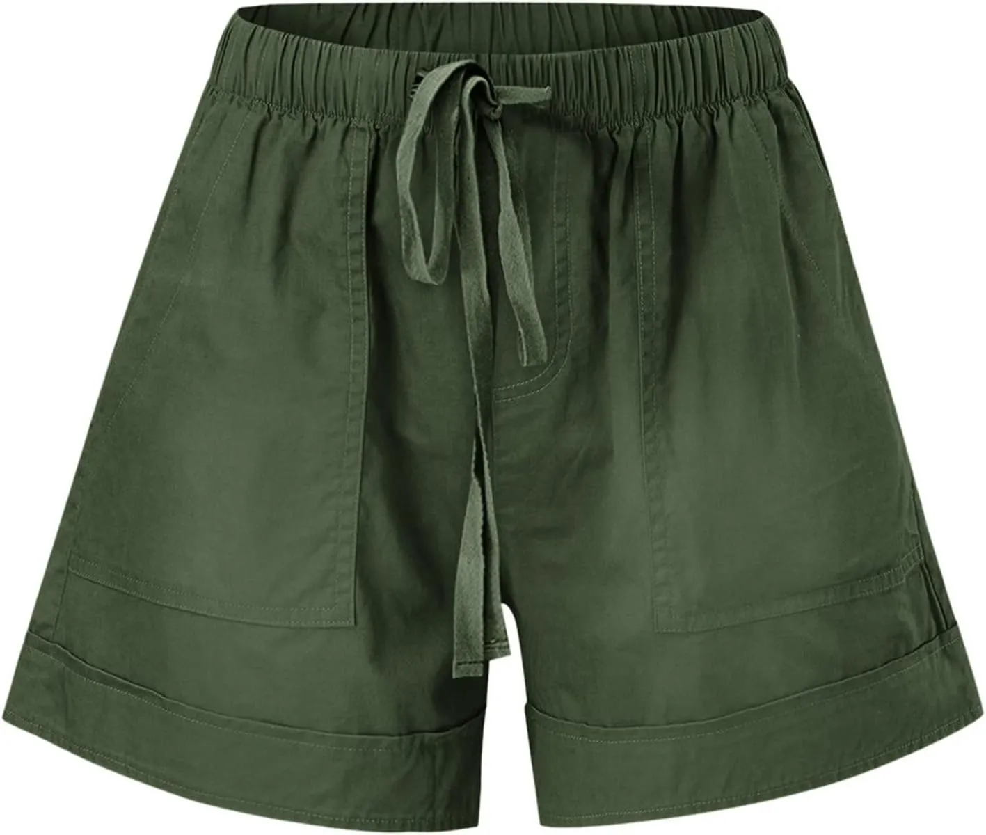 Womens Cotton Shorts 2025 Summer Plus Size Elastic Waist Drawstring Short Pants with Pockets Beach Trendy Clothes