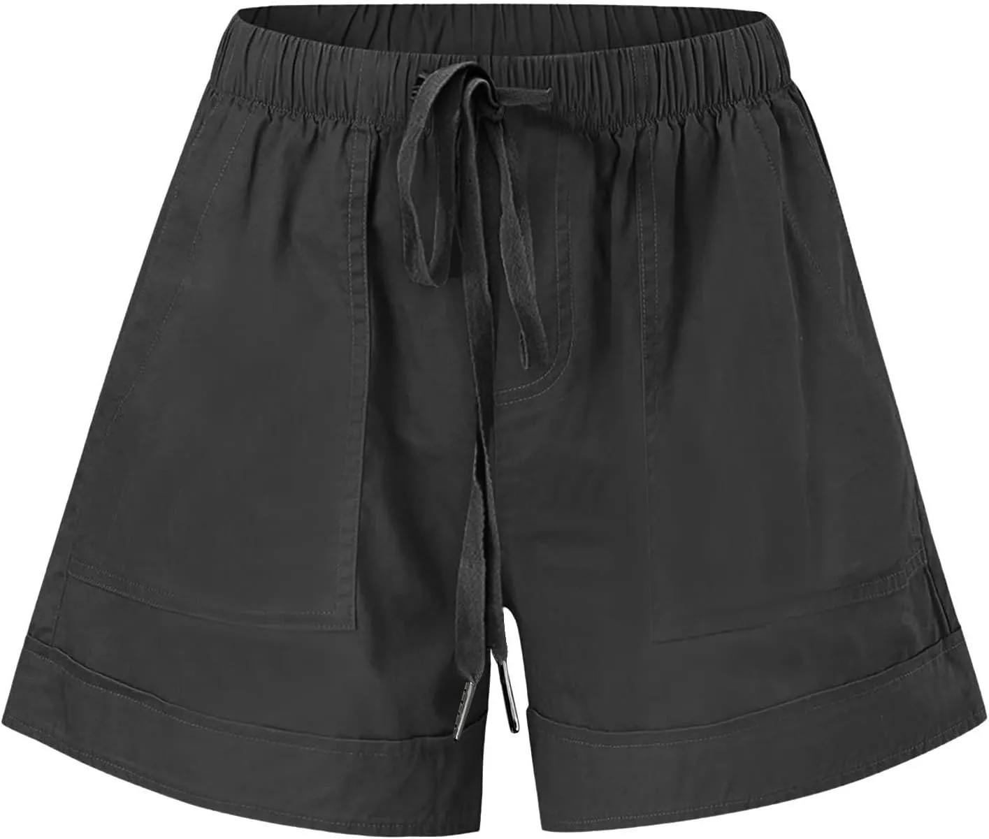 Womens Cotton Shorts 2025 Summer Plus Size Elastic Waist Drawstring Short Pants with Pockets Beach Trendy Clothes