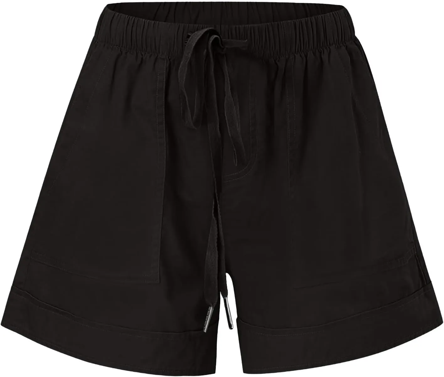 Womens Cotton Shorts 2025 Summer Plus Size Elastic Waist Drawstring Short Pants with Pockets Beach Trendy Clothes