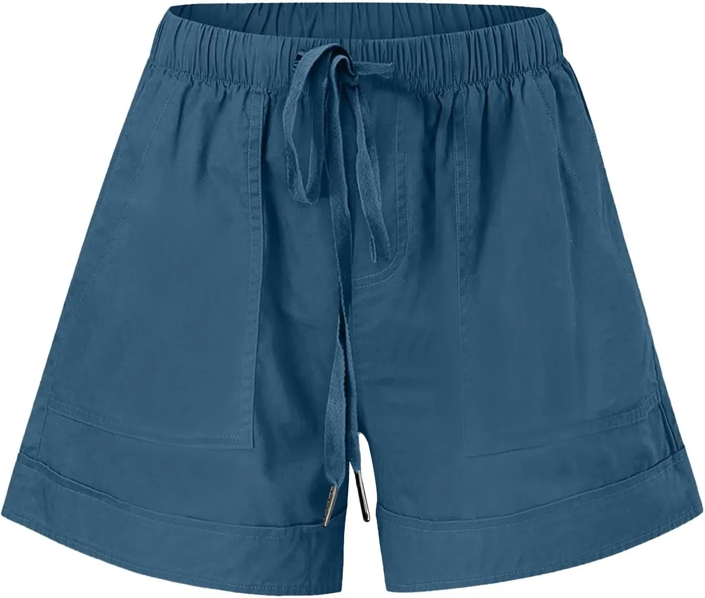 Womens Cotton Shorts 2025 Summer Plus Size Elastic Waist Drawstring Short Pants with Pockets Beach Trendy Clothes