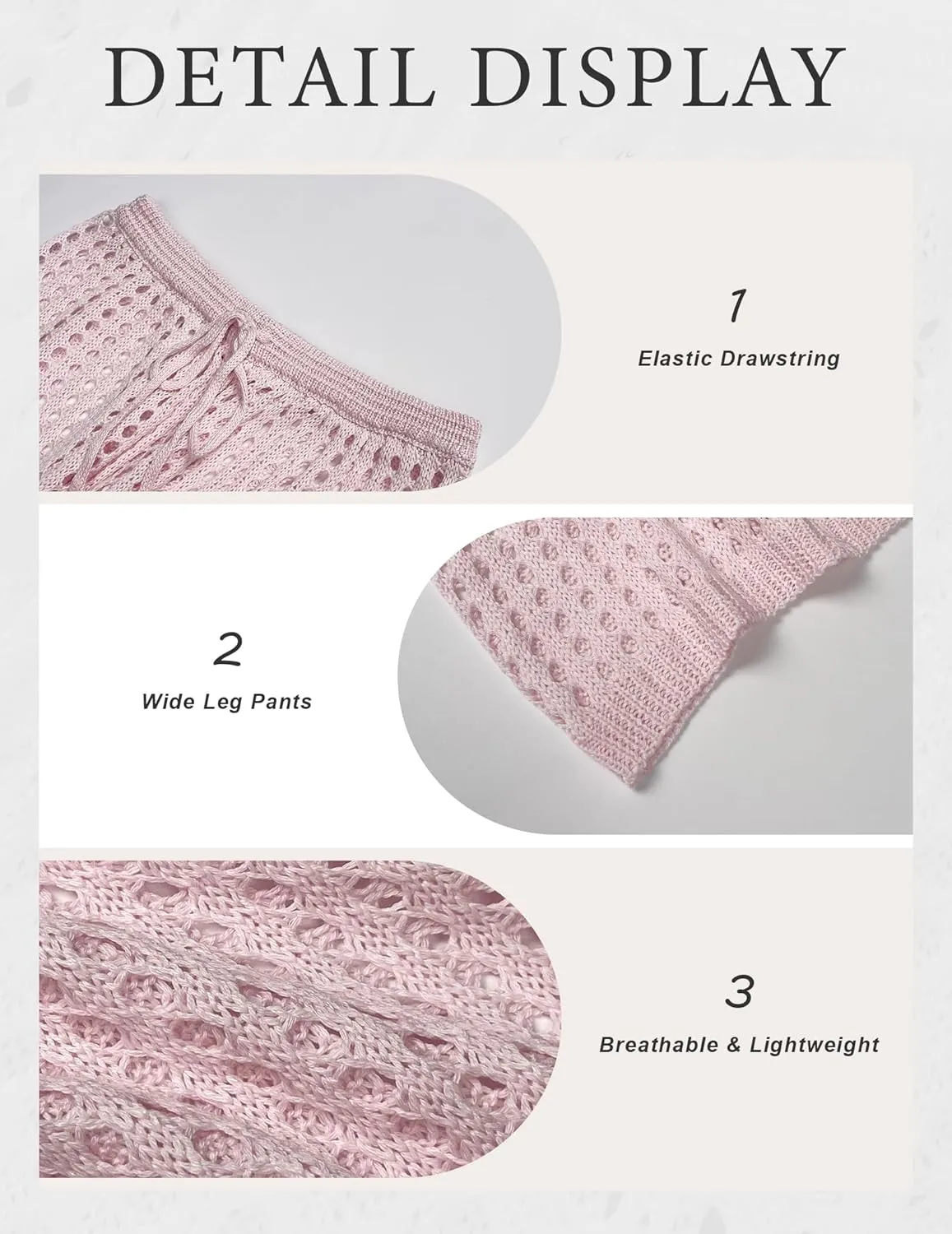 Womens Crochet Knit Elastic Waist Tie Beach Coverup Pant Summer 2025 Trendy Outfits Bathing Suit Cover Up Pants