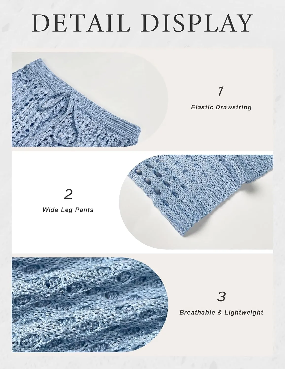 Womens Crochet Knit Elastic Waist Tie Beach Coverup Pant Summer 2025 Trendy Outfits Bathing Suit Cover Up Pants