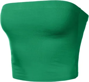 Women's Double Layered Crop Tube Tops Strapless Basic Cotton Cami Casual