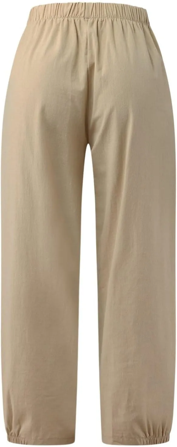 Women's Fleece Lined Pants Winter Colorful Beach Palazzo with Pockets Straight Leg Flare Leggings