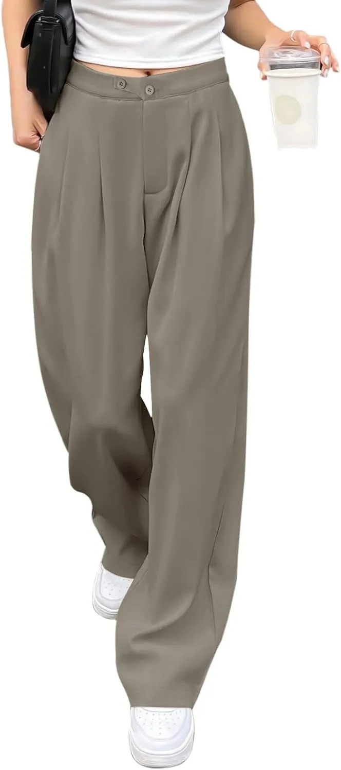 Womens Linen Summer Boho Pant Trousers Elastic Waisted Lounge Pants Plus Size Palazzo Lounge Pants Travel