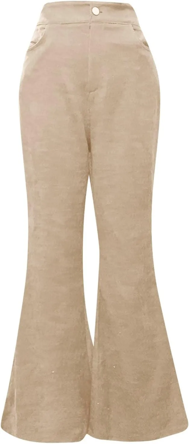Womens Linen Summer Solid Palazzo Lounge Pants Low Waist Stretchy Loose Fit Trousers Work Business