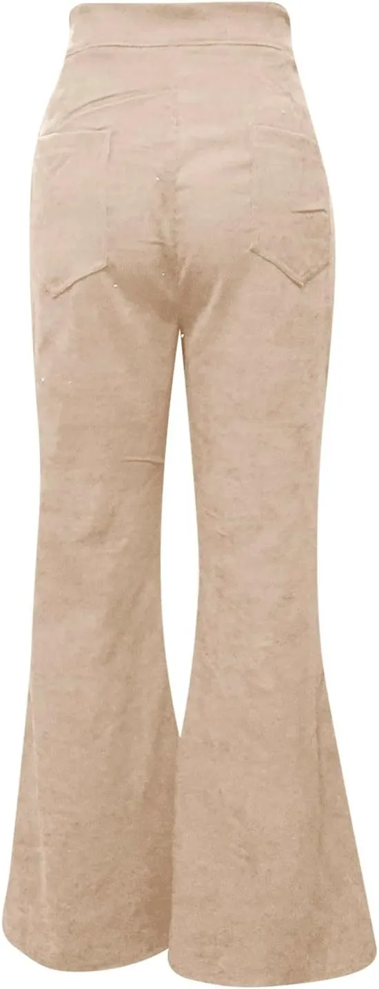 Womens Linen Summer Solid Palazzo Lounge Pants Low Waist Stretchy Loose Fit Trousers Work Business
