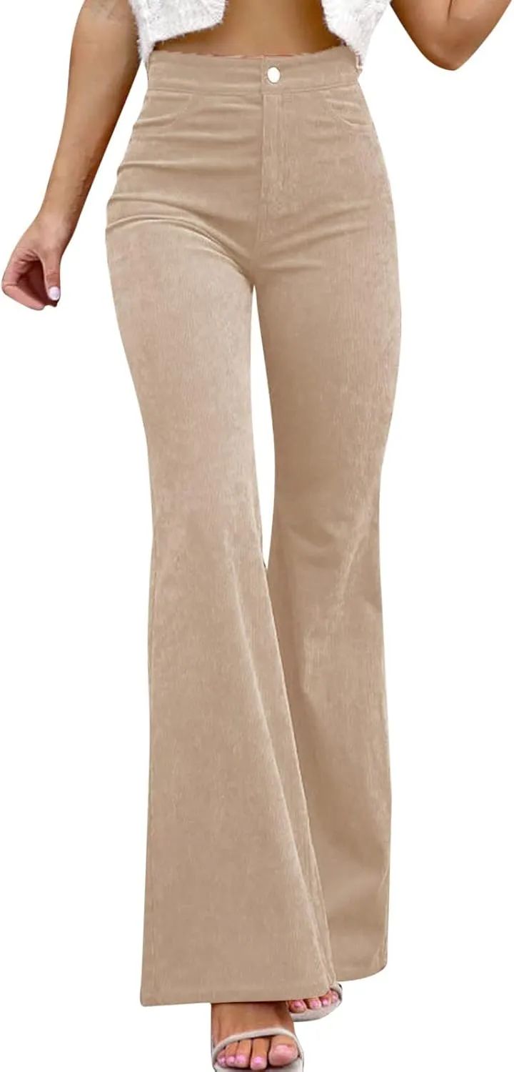 Womens Linen Summer Solid Palazzo Lounge Pants Low Waist Stretchy Loose Fit Trousers Work Business