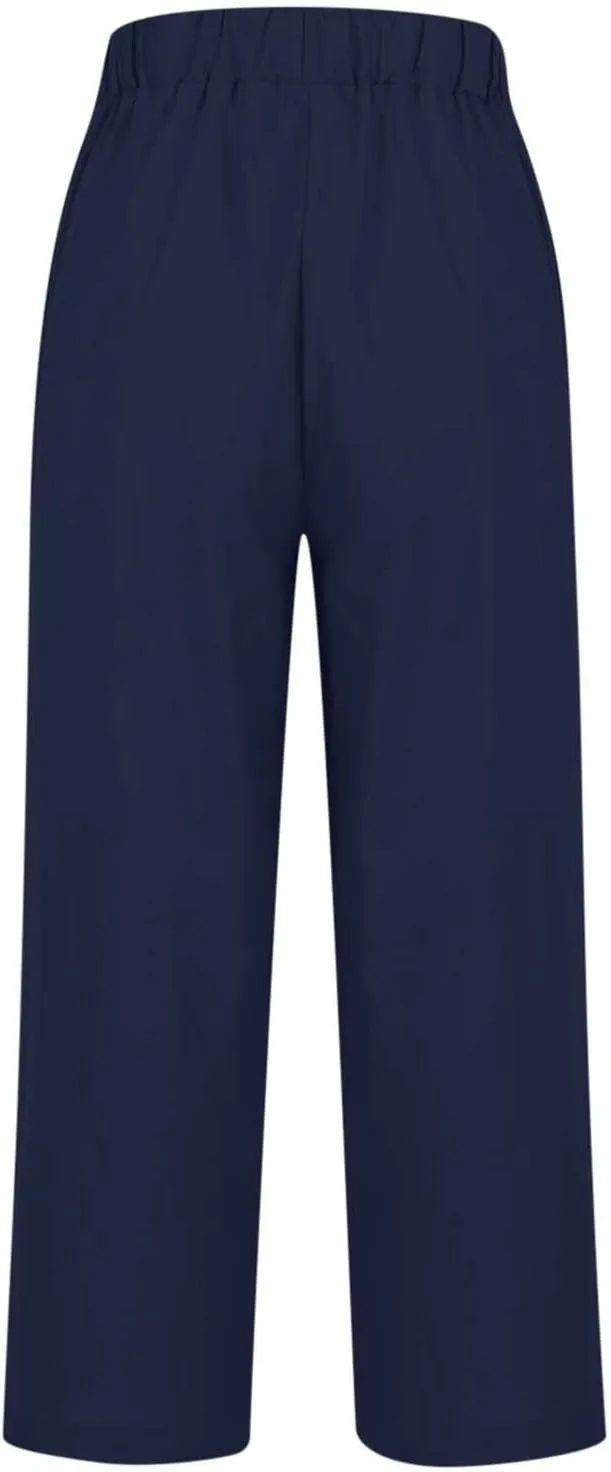 Women's Linen Summer Tie Knot Palazzo Lounge Pants High Waist Ankle Length Slim Fit Pant Trousers Office