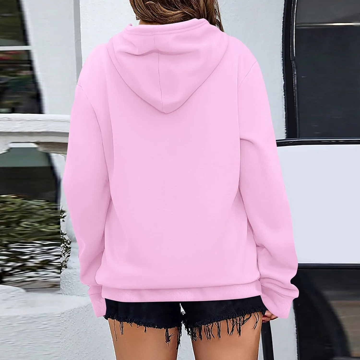 Women's Oversized Hoodies Lightweight Sweatshirts for Women 2024 Fall Solid Long Sleeve Pullover Tops with Pocket