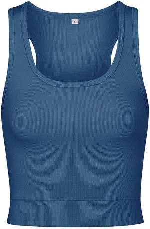 Women's Sporty-Racerback Half Tank with Fitted Band Sport Style Top