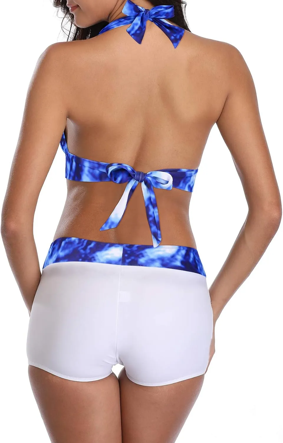 Women's Sporty Two Piece Swimsuits Halter Push Up Bathing Suits Athletic Swimwear for Women