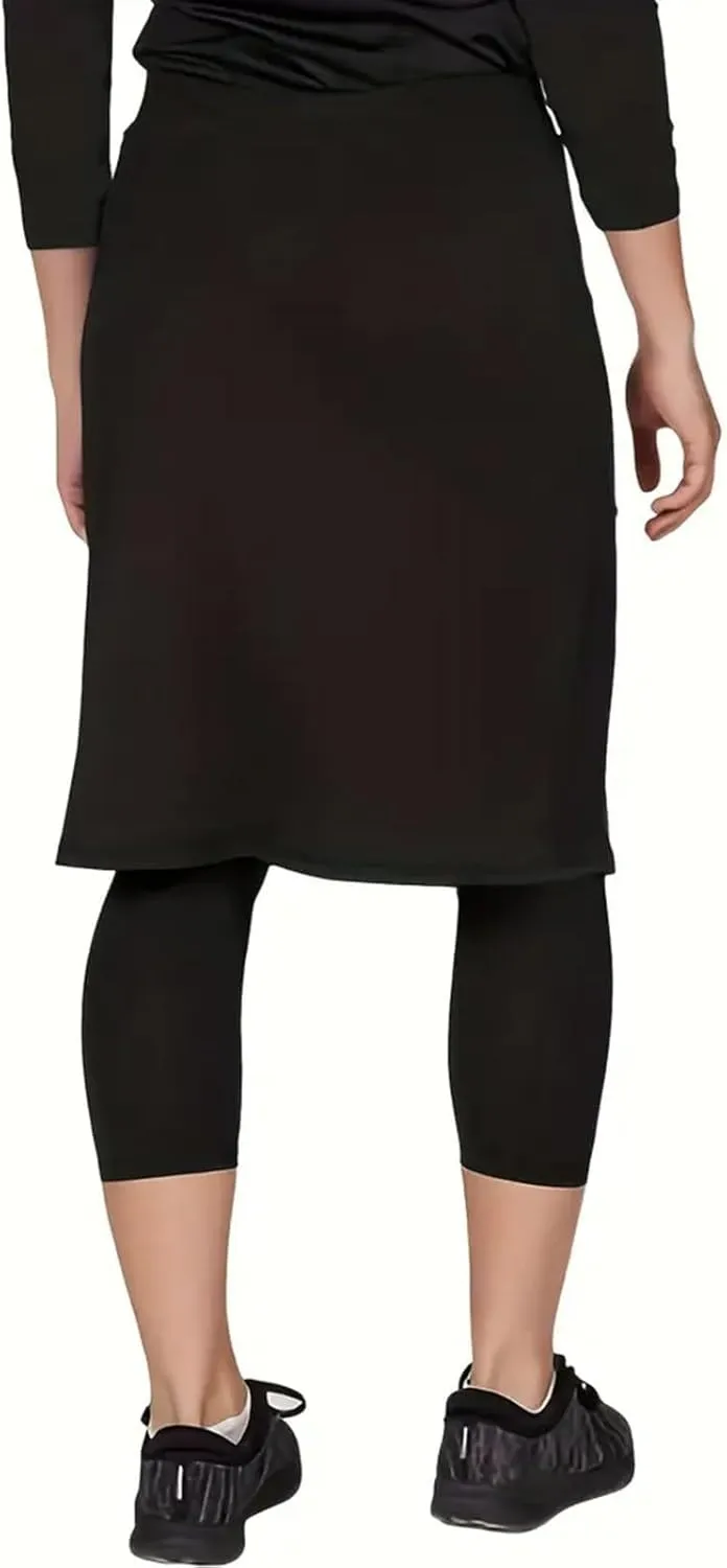 Womens Tennis Skirts with Leggings Knee Length High Waisted Yoga Capri Pants Golf Long Skorts with Pockets