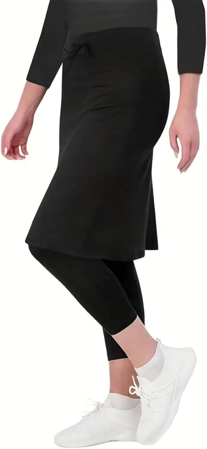 Womens Tennis Skirts with Leggings Knee Length High Waisted Yoga Capri Pants Golf Long Skorts with Pockets