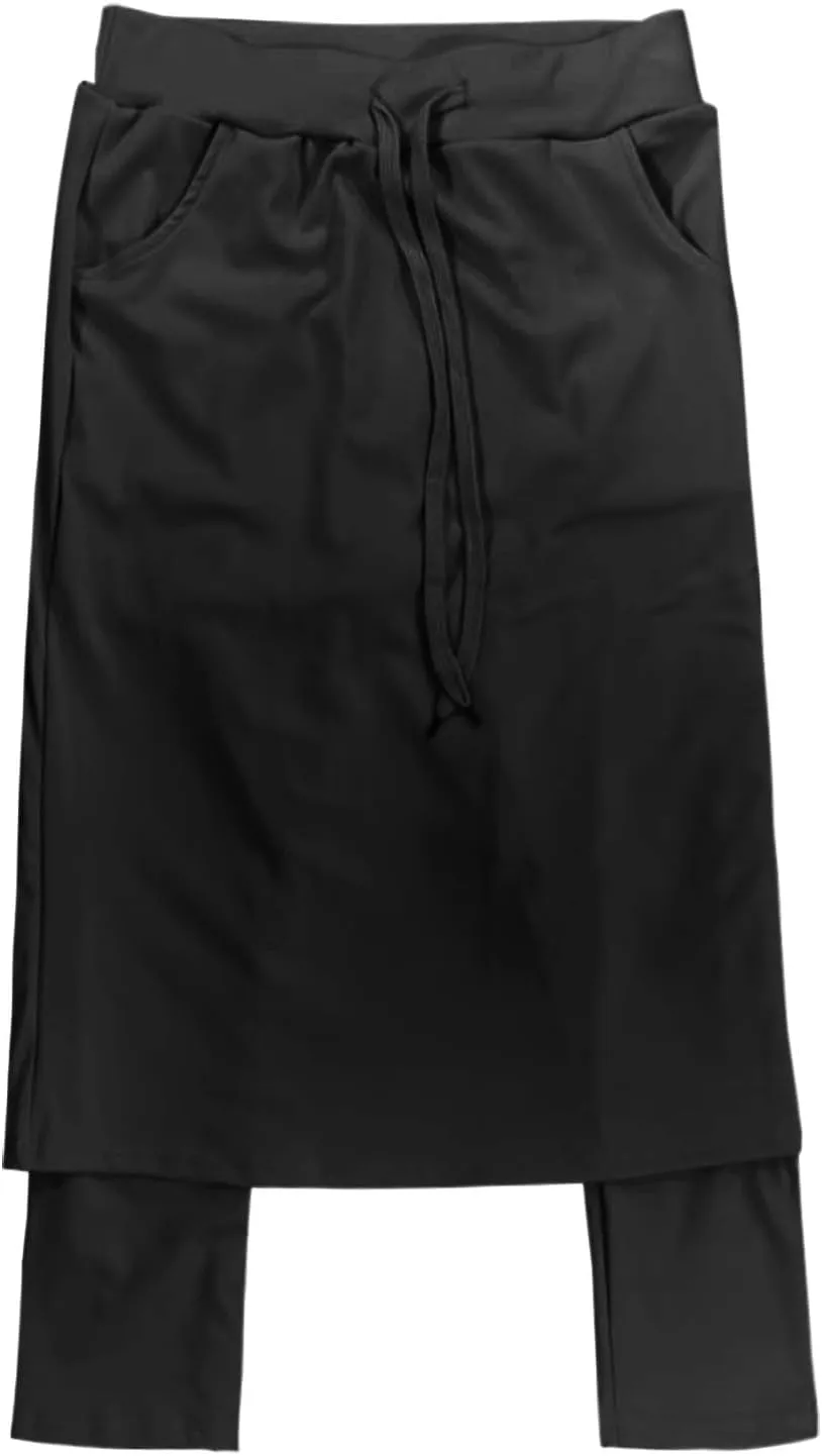 Womens Tennis Skirts with Leggings Knee Length High Waisted Yoga Capri Pants Golf Long Skorts with Pockets