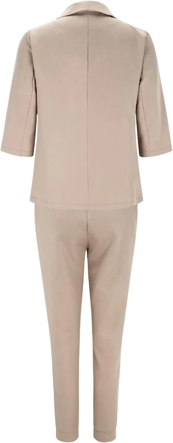 Women's Trouser Suit Trouser Suit Trousers 2 Piece Suit Plain Two Piece Slim Fit Sporty Women Plus Size Pant Suit