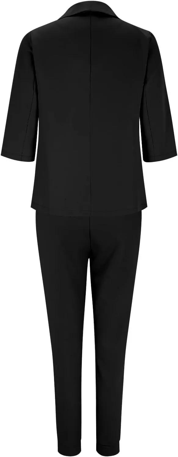 Women's Trouser Suit Trouser Suit Trousers 2 Piece Suit Plain Two Piece Slim Fit Sporty Women Plus Size Pant Suit