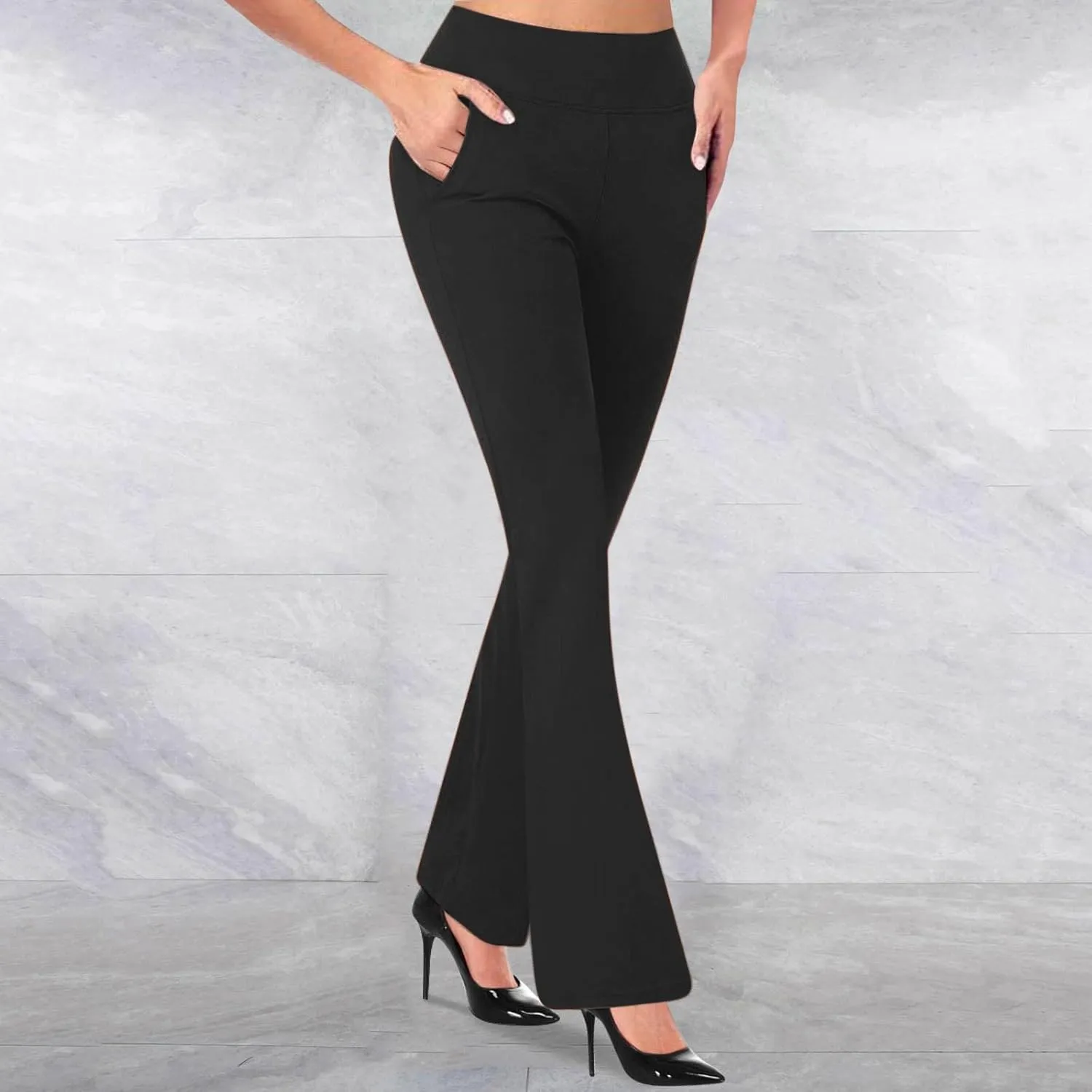Womens Work Pants High Waisted Straight Leg Pants Dress Business Dress with Pockets Soft Solid Color Trousers 2024