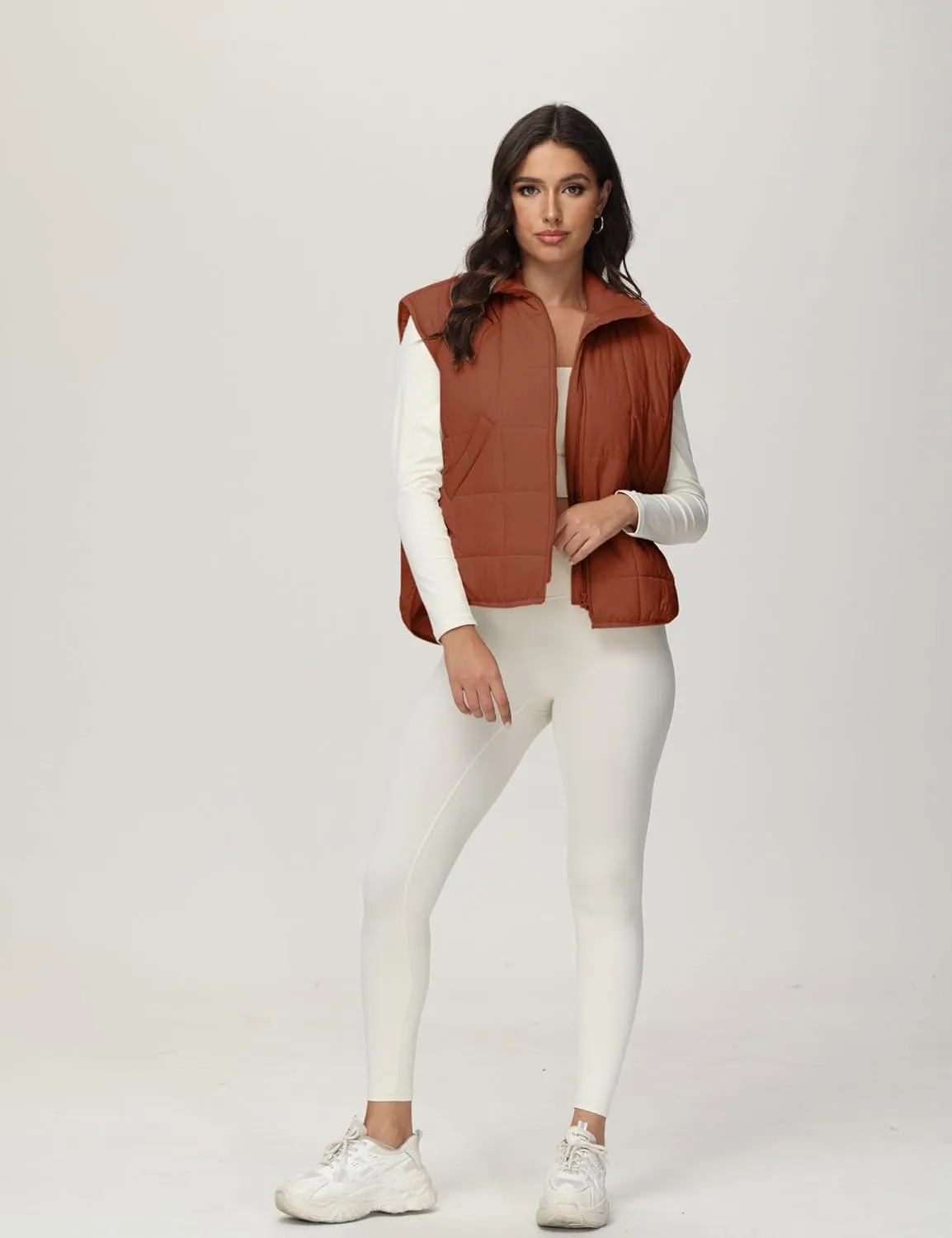 Xiaoxuemeng Puffer Vest Women Lightweight Zip Up Quilted Vest Padded Gilet Sleeveless Jacket with Pockets