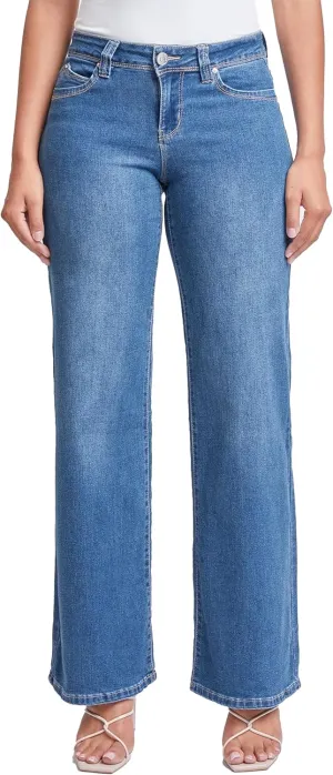YMI Womens Sustainable Wannabettabutt Low Rise Wide Leg Jeans