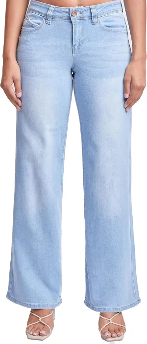 YMI Womens Sustainable Wannabettabutt Low Rise Wide Leg Jeans