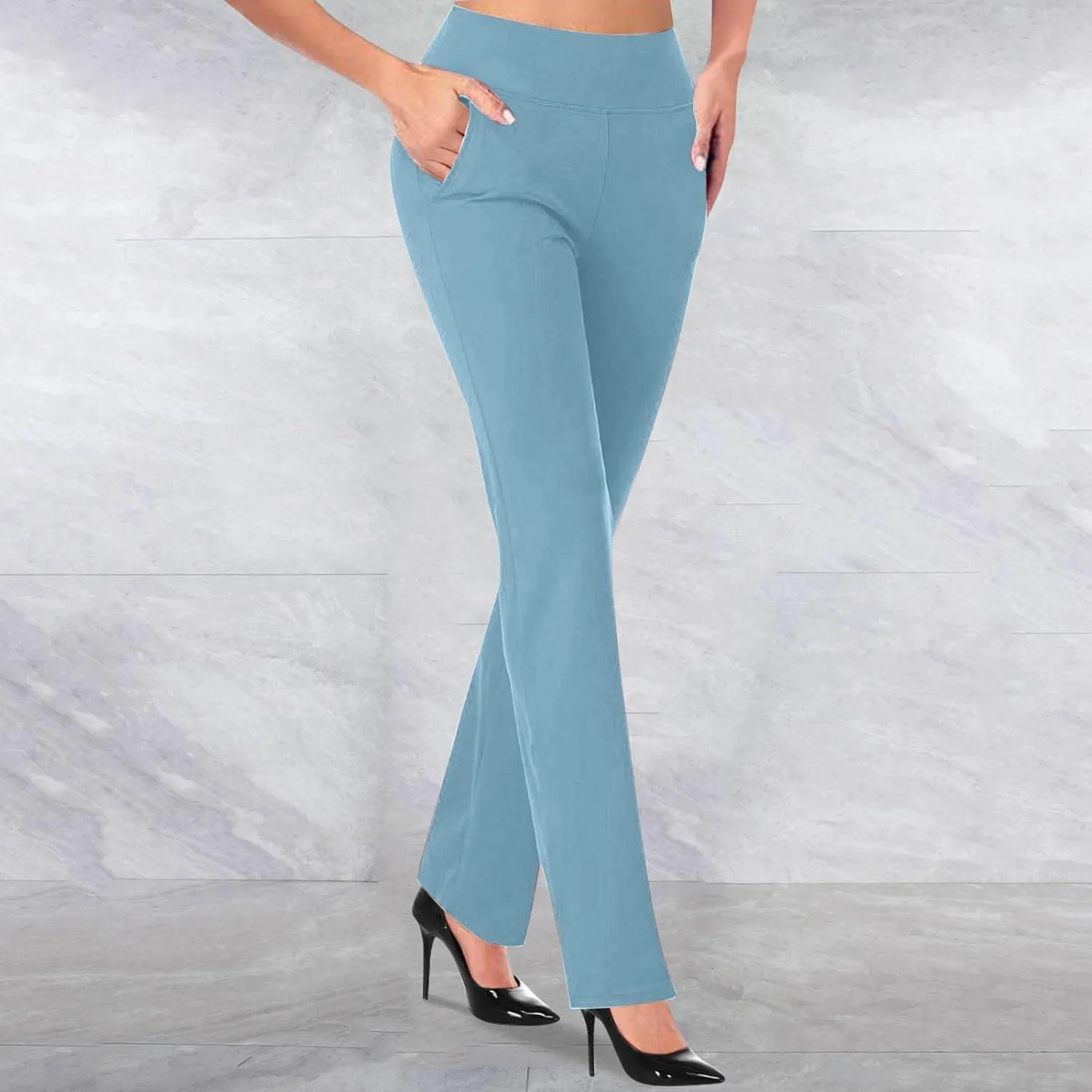 Yoga Pants for Women Butt Casual Work Pants Women High Waist Stretchy Trousers Pull On Slacks Fleeced Lined Yoga