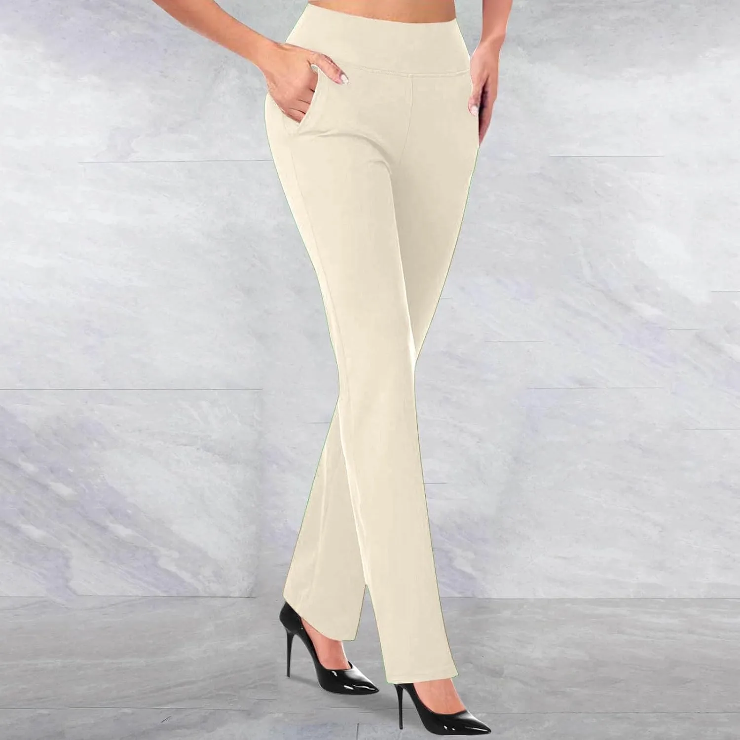Yoga Pants for Women Butt Casual Work Pants Women High Waist Stretchy Trousers Pull On Slacks Fleeced Lined Yoga