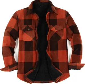 ZENTHACE Men's Warm Sherpa Lined Fleece Plaid Flannel Shirt Jacket(All Sherpa Fleece Lined)