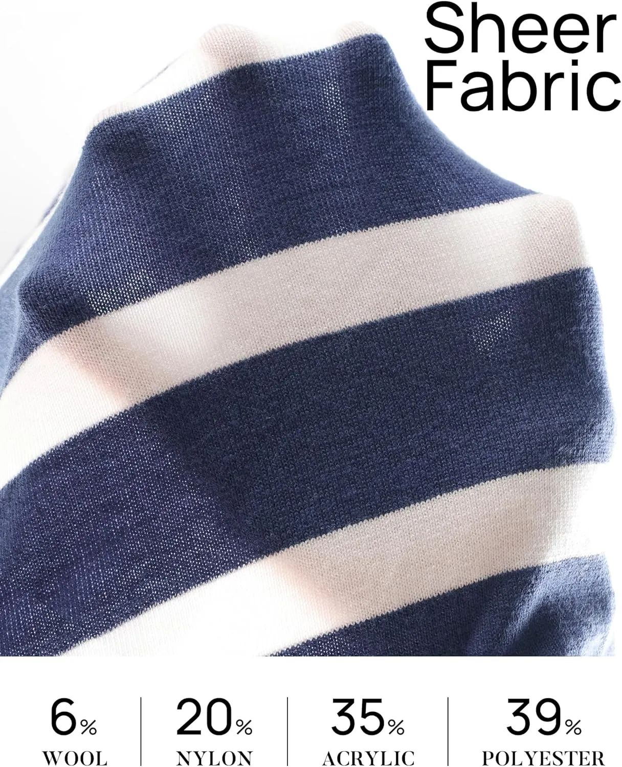 ZESICA Women's Long Sleeve Lightweight Striped Tops Fall Crewneck Ribbed Knit Shirts
